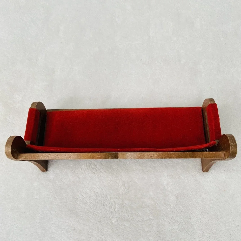 Vintage Concorde Miniatures Red Velvet Parlor Sofa Brass Bed Dollhouse Furniture